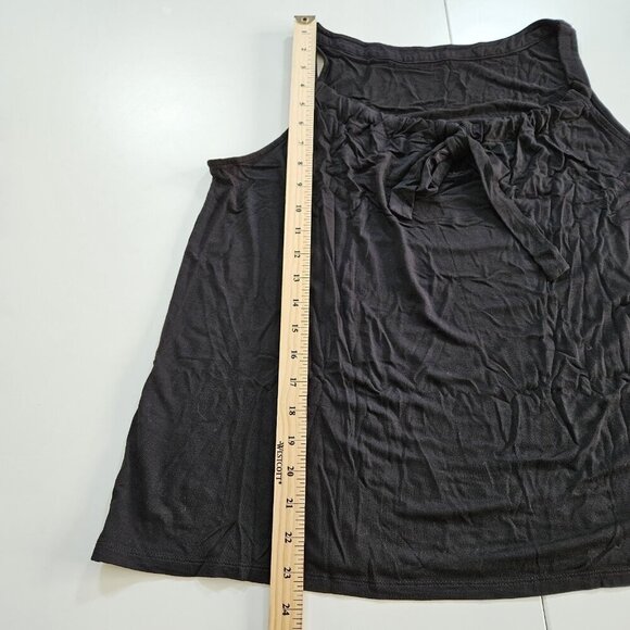 J Jill Wearever Tank Top Womens L Black Back Tie Back Goth Cottage Summer City - Picture 6 of 13